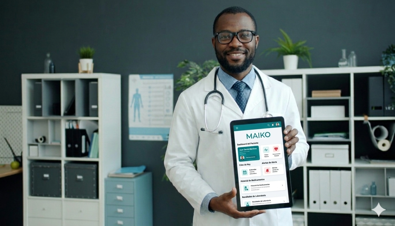 Professionnel de sante utilisant Maiko Hospital Information System